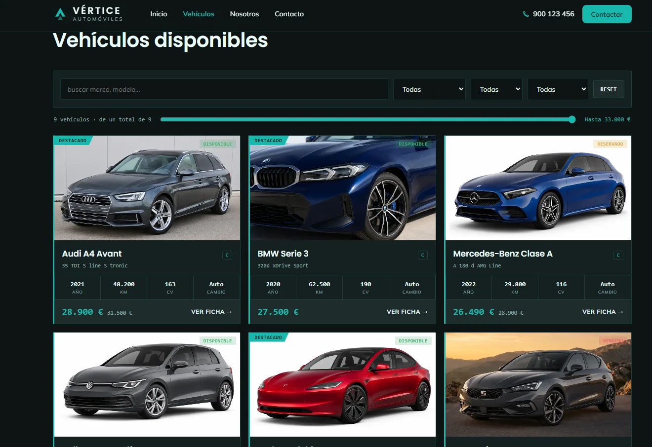 Paso 3. Listado de vehículos publicados en la web del concesionario